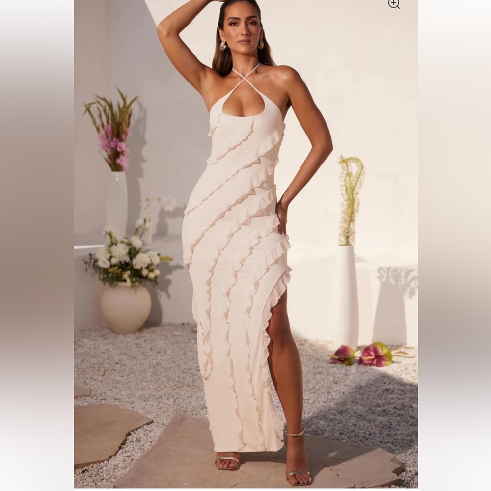Oh Polly White ruffle maxi